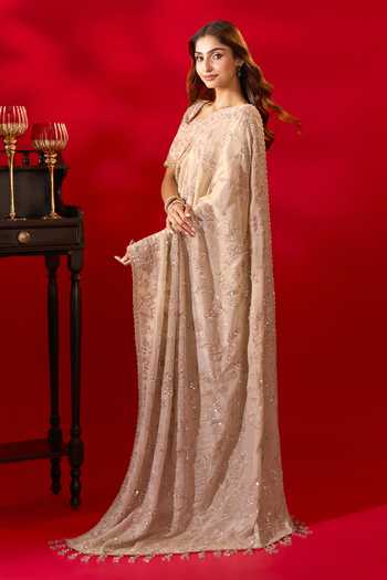 Azeera Surbhi Embroidered Saree With Unstitched Blouse Piece 