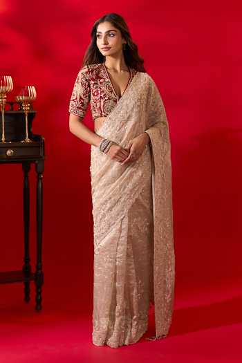 Shop Azeera Ivory Tissue Zaveria Embroidered Saree With Unstitched Blouse Piece Online at Aza Fashions Shop_Azeera_Ivory Tissue Zaveria Embroidered Saree With Unstitched Blouse Piece _Online_at_Aza_Fashions