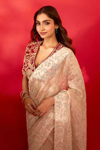 Azeera Ivory Tissue Zaveria Embroidered Saree With Unstitched Blouse Piece at Aza Fashions Azeera_Ivory Tissue Zaveria Embroidered Saree With Unstitched Blouse Piece _at_Aza_Fashions