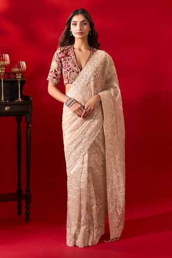 Azeera Zaveria Embroidered Saree With Unstitched Blouse Piece 