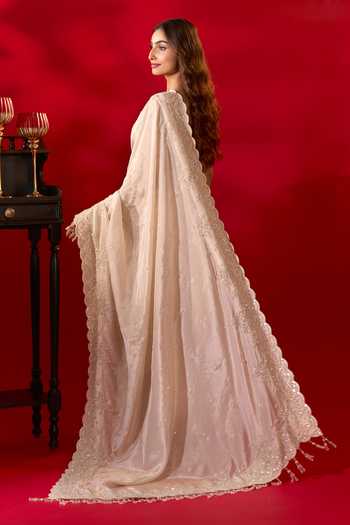 Azeera Pastel Embroidered Saree With Unstitched Blouse Piece