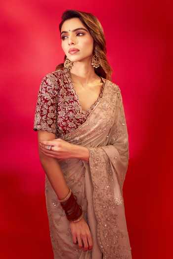 Buy_Azeera_Ivory Tissue Inayat Embroidered Saree With Unstitched Blouse Piece _Online_at_Aza_Fashions