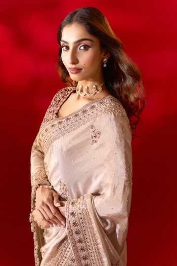 Shop_Azeera_Ivory Tissue Navneet Embroidered Saree With Unstitched Blouse Piece _Online_at_Aza_Fashions
