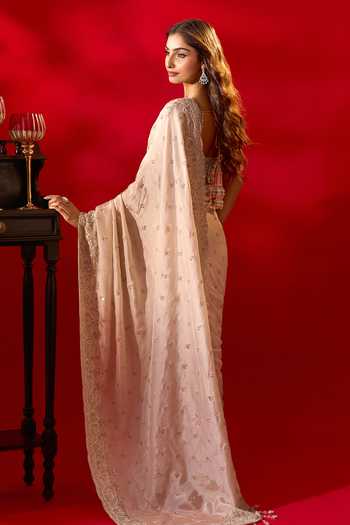 Azeera Sufiyana Embroidered Saree With Unstitched Blouse Piece