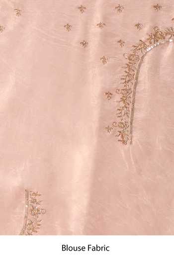Azeera_Pink Tissue Embroidered Saree With Unstitched Blouse Piece _at_Aza_Fashions