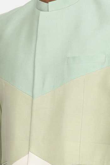 Mayank Modi - Men_Multi Color Silk, Cotton Colorblock Bandhgala For Kids_Online_at_Aza_Fashions
