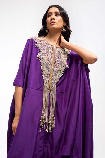 Buy Anamika Khanna Purple Round Neck Embroidered Cape Kurta And Sharara Set Online at Aza Fashions Buy_Anamika Khanna_Purple Round Neck Embroidered Cape Kurta And Sharara Set _Online_at_Aza_Fashions