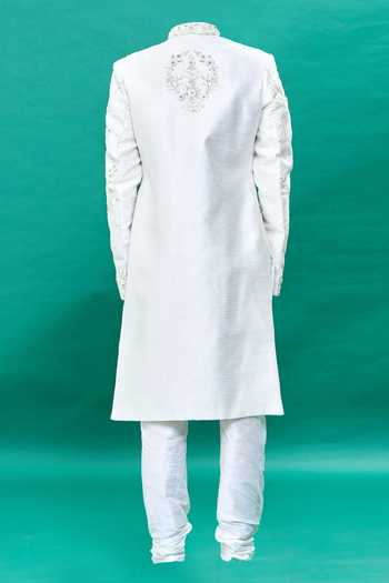 Rng Safawala Embroidered Off White Sherwani Set For Kids