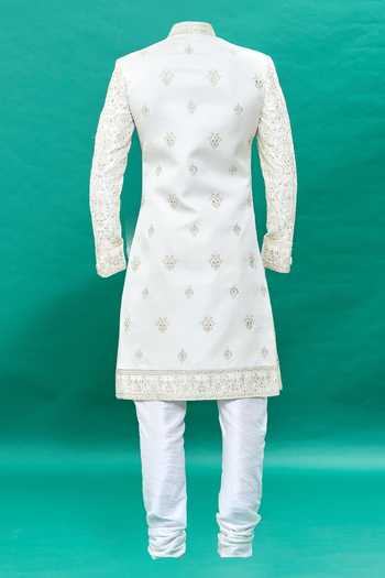 Rng Safawala Embroidery Detail Sherwani Set For Kids