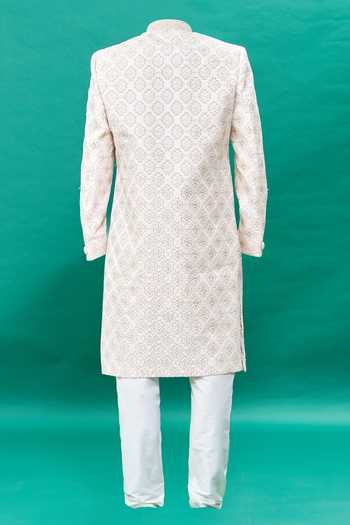 Shop Rng Safawala Pink Silk Embroidery Sherwani Set For Kids at Aza Fashions Shop_Rng Safawala_Pink Silk Embroidery Sherwani Set For Kids_at_Aza_Fashions