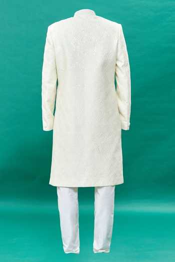 Rng Safawala Thread Pearl Embroidered Sherwani Set For Kids