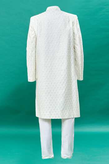 Rng Safawala Floral Embroidered Sherwani Set For Kids