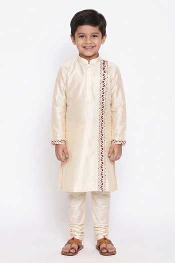 Mayank Modi - Men Silk Cotton Kurta Set For Kids