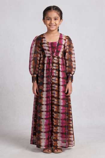 Koai Multi Color Printed Chanderi Silk Jacket For Kids