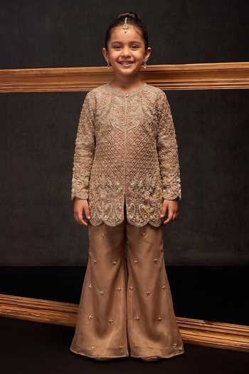 Studio22 By Pulkita Arora Bajaj Stellar Embellished Bloom Short Kurta With Sharara For Kids