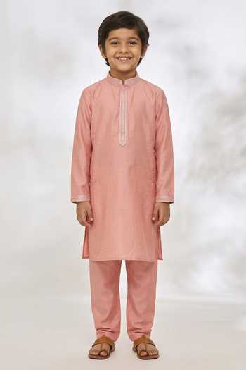 Manish Nagdeo Resham Placket Embroidered Kurta Set For Kids