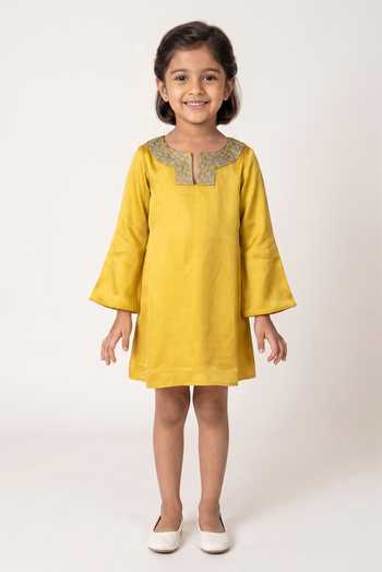 Neora By Nehal Chopra Solid Slit Dress For Kids