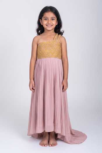 Neora By Nehal Chopra Braided Bodice Trail Gown For Kids