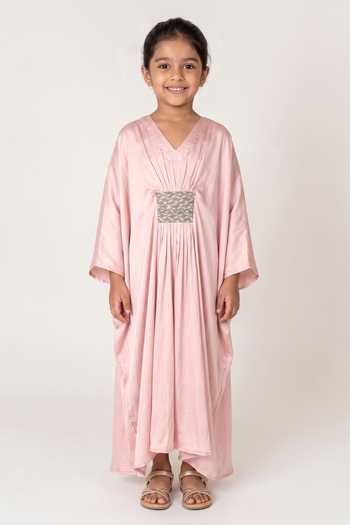 Neora By Nehal Chopra Braided Waist Asymmetric Kaftan For Kids