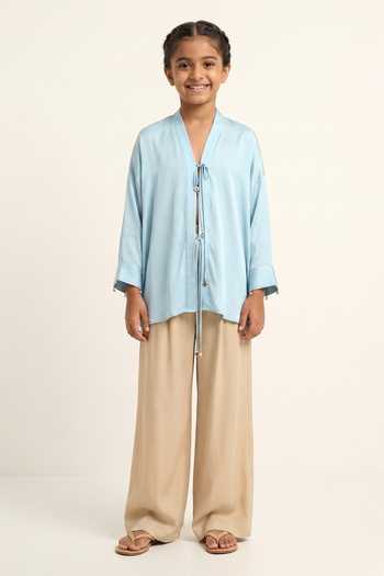Neora By Nehal Chopra Tropical Breeze Blue Loop Shirt For Kids