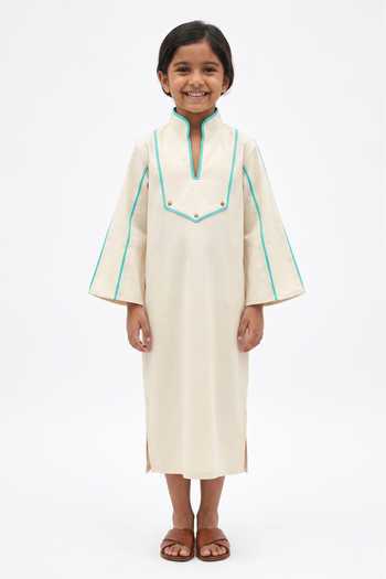 Neora By Nehal Chopra Stripe Pattern Midi Dress For Kids