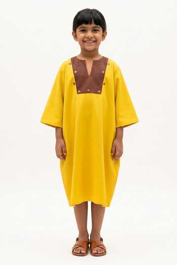 Neora By Nehal Chopra Color Block Midi Dress For Kids
