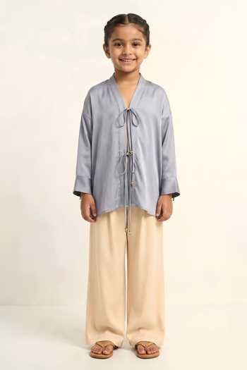 Neora By Nehal Chopra Steel Grey Loop Shirt For Kids