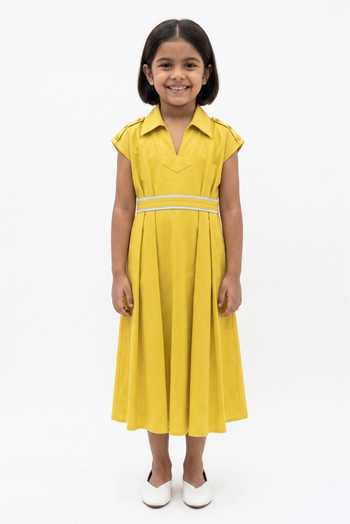 Neora By Nehal Chopra Collared Skater Dress For Kids