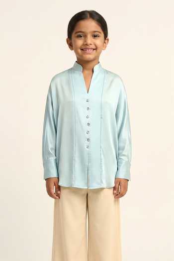 Neora By Nehal Chopra Tropical Breeze Blue Shirt For Kids