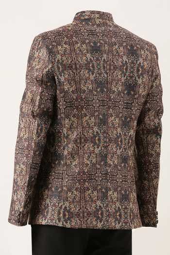 Mayank Modi - Men Chanderi Printed Blazer For Kids
