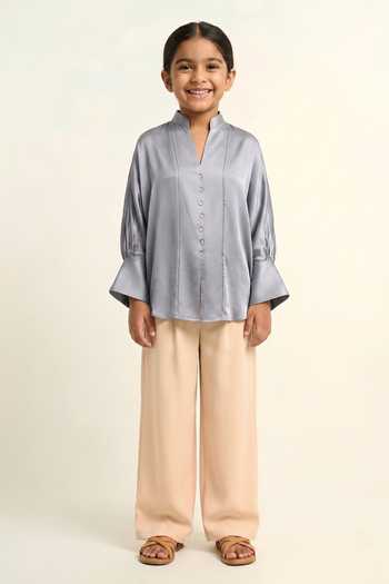 Neora By Nehal Chopra Steel Grey Shirt For Kids