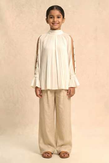 Neora By Nehal Chopra Ivory White Halter Neck Top For Kids