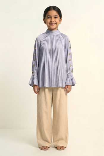 Neora By Nehal Chopra Steel Grey Halter Neck Top For Kids