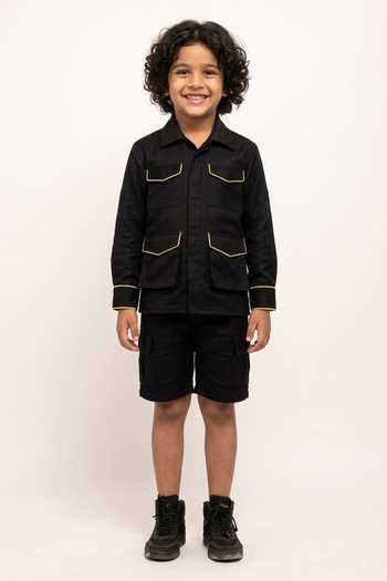 Neora By Nehal Chopra Solid Jacket Shirt For Kids