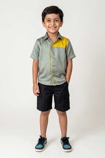 Neora By Nehal Chopra Colorblock Half Sleeve Shirt For Kids