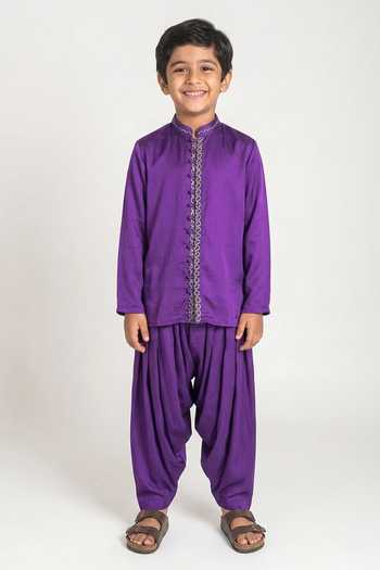 Neora By Nehal Chopra Placket Embroidered Kurta For Kids