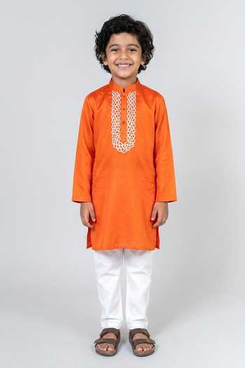 Neora By Nehal Chopra Braided Placket Kurta With Pyjama For Kids