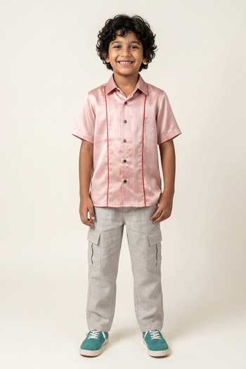 Neora By Nehal Chopra Contrast Piping Detail Shirt For Kids