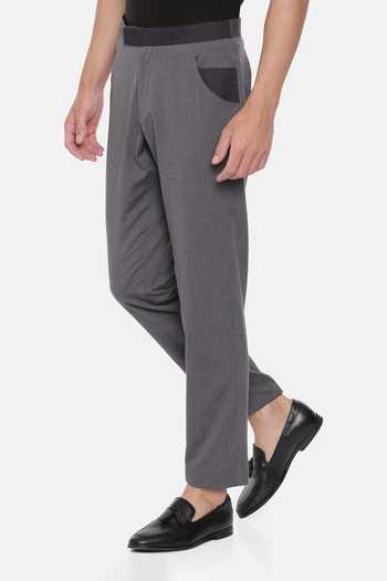 Mayank Modi - Men Grey Cotton Patchwork Trousers For Kids Online at Aza Fashions Mayank Modi - Men_Grey Cotton Patchwork Trousers For Kids_Online_at_Aza_Fashions