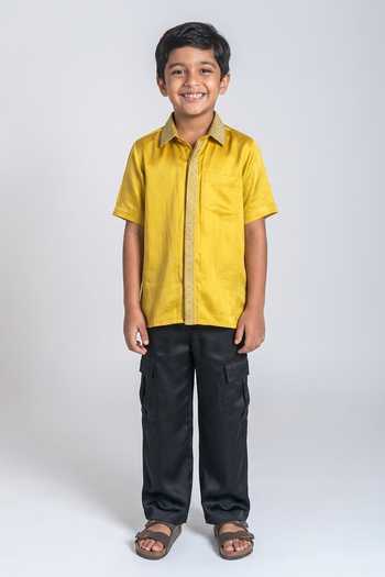 Neora By Nehal Chopra Braided Placket Shirt For Kids