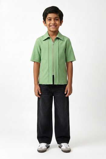 Neora By Nehal Chopra Colorblock Pintuck Shirt For Kids