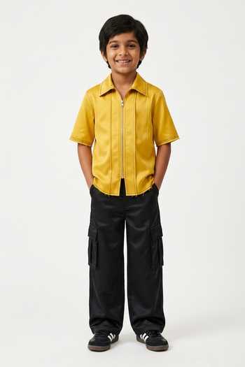 Neora By Nehal Chopra Pintuck Collared Shirt For Kids