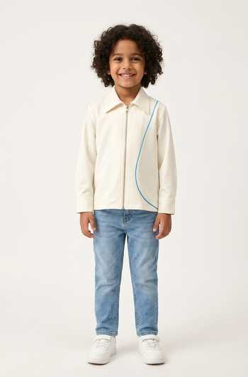 Neora By Nehal Chopra Stripe Pattern Zip Shirt For Kids