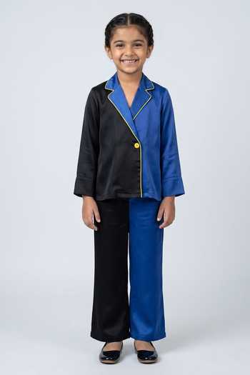 Neora By Nehal Chopra Full Sleeve Blazer Pant Set For Kids