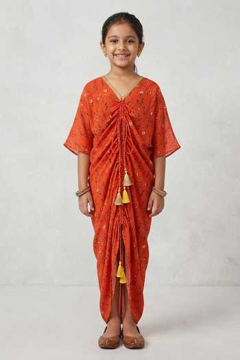 Senren By Eshana Raut Flower Print Kaftan For Kids