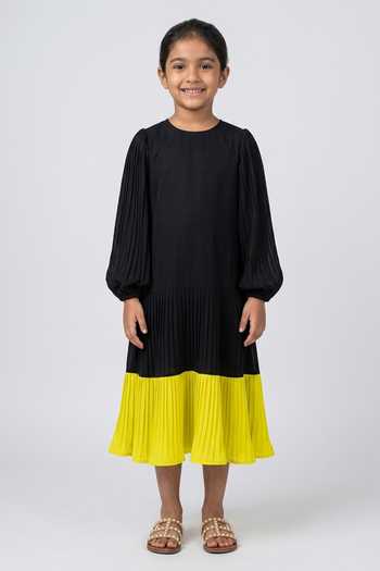 Neora By Nehal Chopra Contrast Panel Dress For Kids