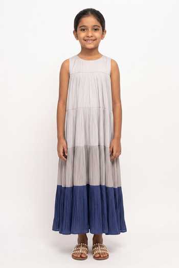 Neora By Nehal Chopra Colorblock Gathered Dress For Kids