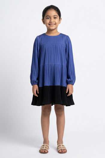 Neora By Nehal Chopra Colorblock Gathered Short Dress For Kids