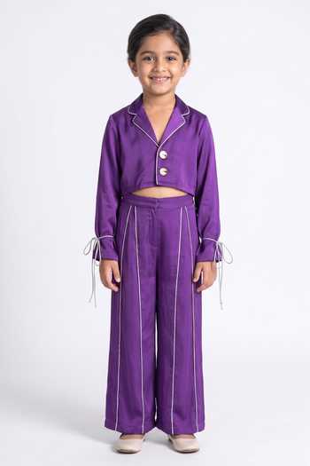 Neora By Nehal Chopra Solid Crop Top For Kids