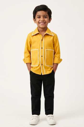 Neora By Nehal Chopra Collared Flap Shirt For Kids